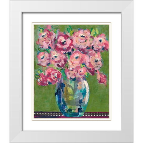 Feisty Floral III White Modern Wood Framed Art Print with Double Matting by Moore, Regina