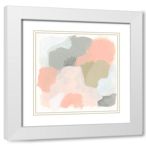 Pink Cloud I White Modern Wood Framed Art Print with Double Matting by Vess, June Erica