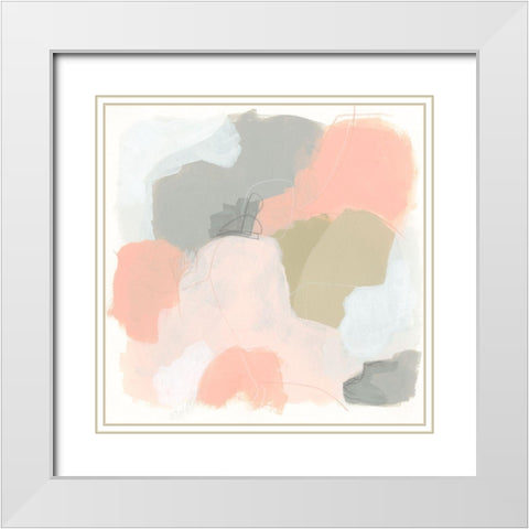 Pink Cloud I White Modern Wood Framed Art Print with Double Matting by Vess, June Erica