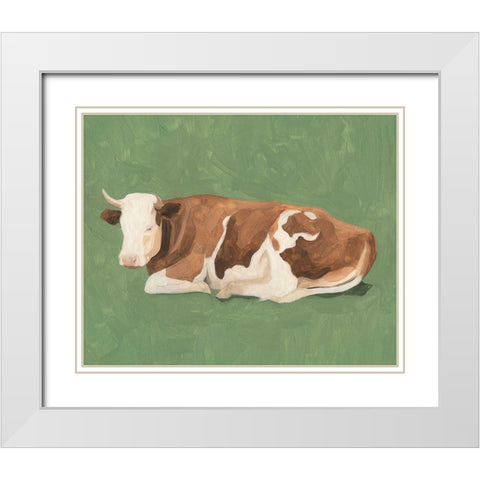 How Now Brown Cow I White Modern Wood Framed Art Print with Double Matting by Scarvey, Emma