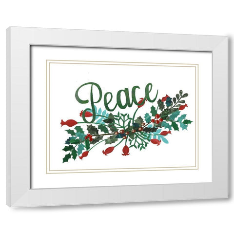 Cut Wreath Christmas II White Modern Wood Framed Art Print with Double Matting by Moore, Regina