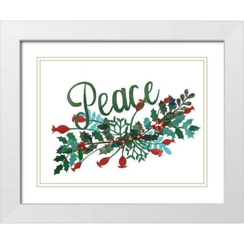 Cut Wreath Christmas II White Modern Wood Framed Art Print with Double Matting by Moore, Regina