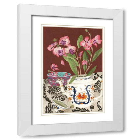 Elegant Arrangement II White Modern Wood Framed Art Print with Double Matting by Wang, Melissa