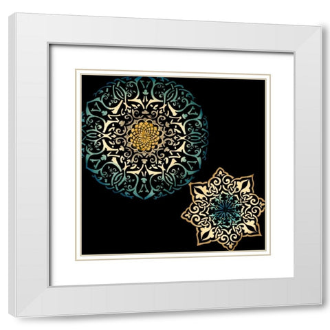 Midnight Rosette IV White Modern Wood Framed Art Print with Double Matting by Zarris, Chariklia