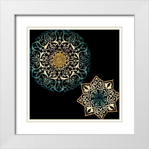 Midnight Rosette IV White Modern Wood Framed Art Print with Double Matting by Zarris, Chariklia