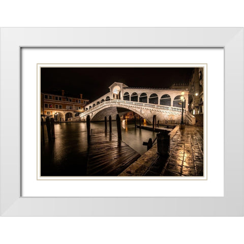 Rialto in the Rain White Modern Wood Framed Art Print with Double Matting by Head, Danny