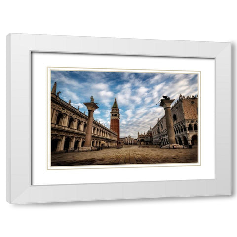 San Marco White Modern Wood Framed Art Print with Double Matting by Head, Danny