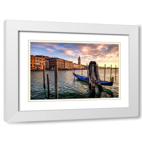 Venice Morning White Modern Wood Framed Art Print with Double Matting by Head, Danny