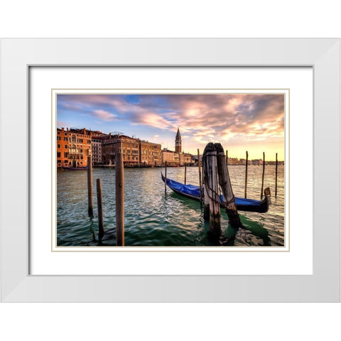 Venice Morning White Modern Wood Framed Art Print with Double Matting by Head, Danny