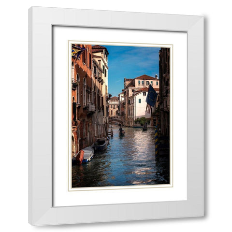 Passing Gondolas White Modern Wood Framed Art Print with Double Matting by Head, Danny