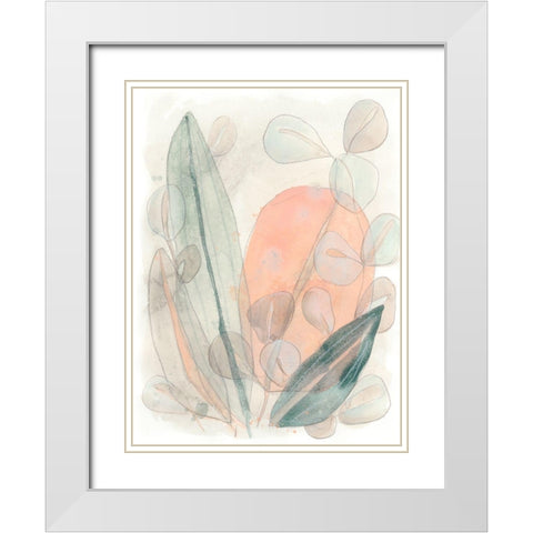 Leaf Scatter I White Modern Wood Framed Art Print with Double Matting by Vess, June Erica