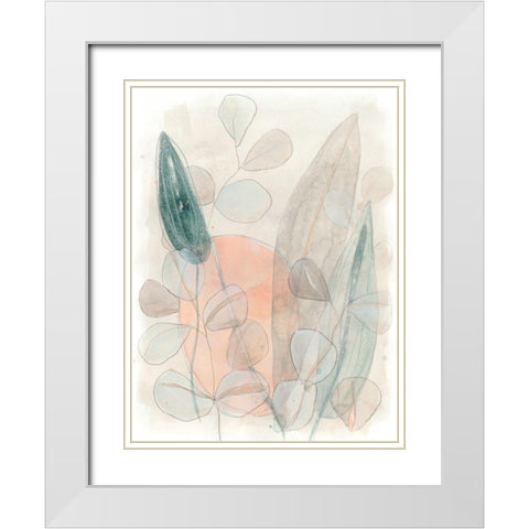 Leaf Scatter II White Modern Wood Framed Art Print with Double Matting by Vess, June Erica