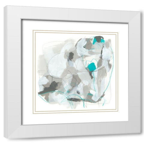 Blue Scramble I White Modern Wood Framed Art Print with Double Matting by Vess, June Erica