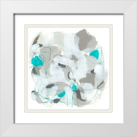 Blue Scramble II White Modern Wood Framed Art Print with Double Matting by Vess, June Erica