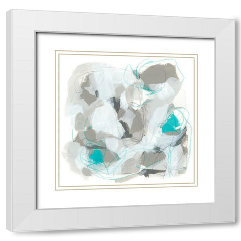 Blue Scramble IV White Modern Wood Framed Art Print with Double Matting by Vess, June Erica
