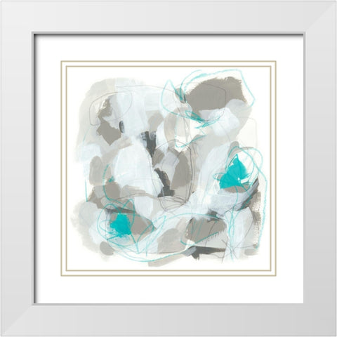 Blue Scramble IV White Modern Wood Framed Art Print with Double Matting by Vess, June Erica