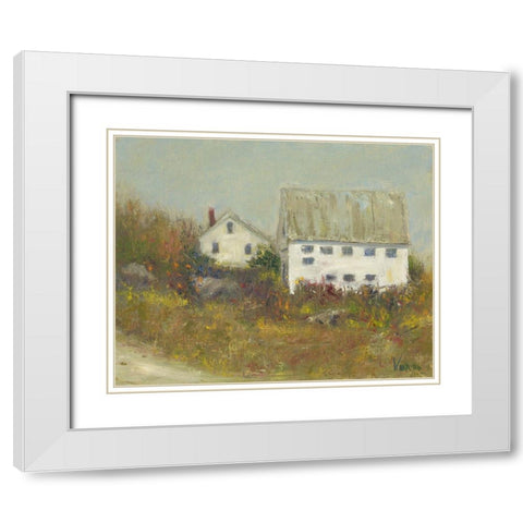White Barn II White Modern Wood Framed Art Print with Double Matting by Wendling, Marilyn