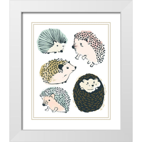 Prickle Pals II White Modern Wood Framed Art Print with Double Matting by Vess, June Erica