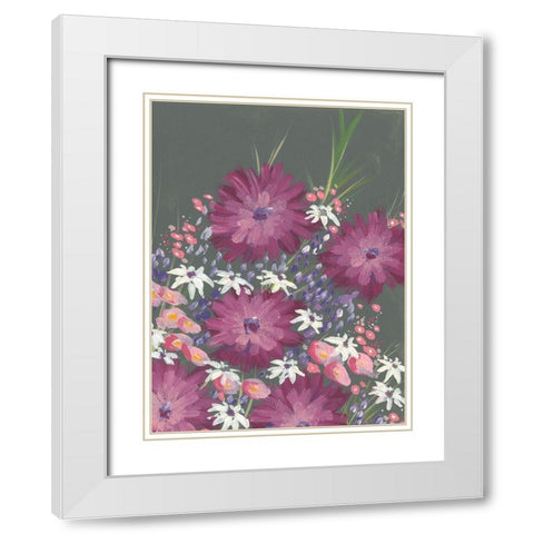 Mauve Wildflower Garden I White Modern Wood Framed Art Print with Double Matting by Moore, Regina