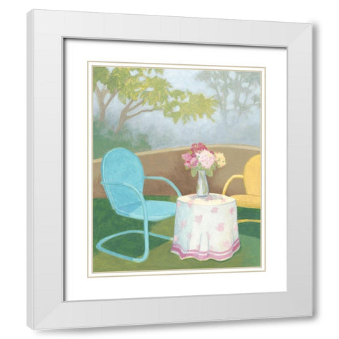 Garden Conversation I White Modern Wood Framed Art Print with Double Matting by Meagher, Megan
