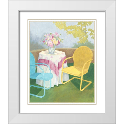 Garden Conversation II White Modern Wood Framed Art Print with Double Matting by Meagher, Megan