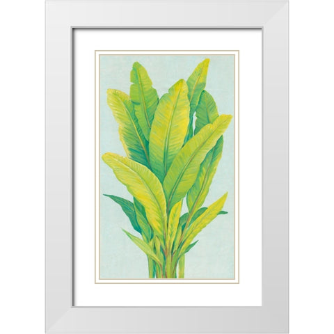 Chartreuse Tropical Foliage I White Modern Wood Framed Art Print with Double Matting by OToole, Tim