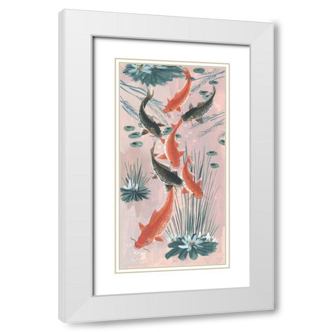 Traditional Koi Pond I White Modern Wood Framed Art Print with Double Matting by Wang, Melissa