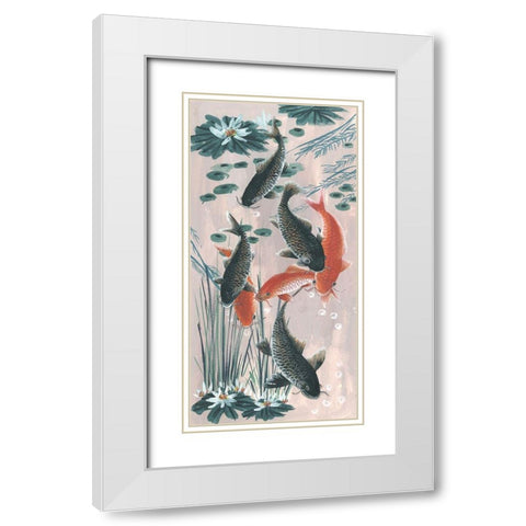 Traditional Koi Pond II White Modern Wood Framed Art Print with Double Matting by Wang, Melissa