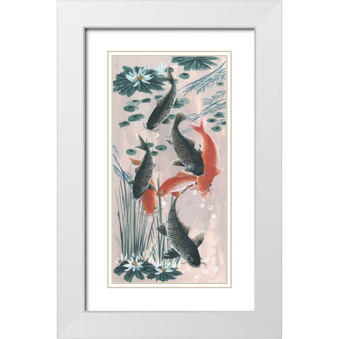 Traditional Koi Pond II White Modern Wood Framed Art Print with Double Matting by Wang, Melissa