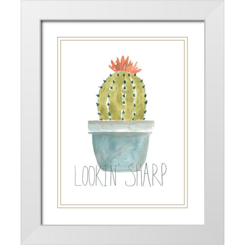 Punny Plant II White Modern Wood Framed Art Print with Double Matting by Vess, June Erica
