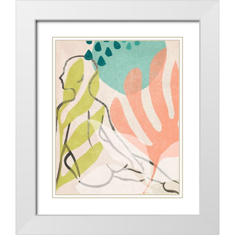 Tropical Nude I White Modern Wood Framed Art Print with Double Matting by Vess, June Erica