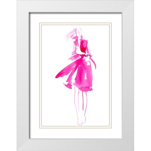 Fuchsia Street Fashion I White Modern Wood Framed Art Print with Double Matting by Parker, Jennifer Paxton