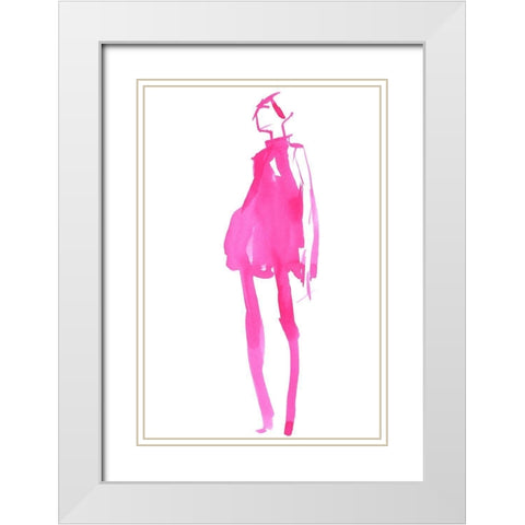 Fuchsia Street Fashion II White Modern Wood Framed Art Print with Double Matting by Parker, Jennifer Paxton