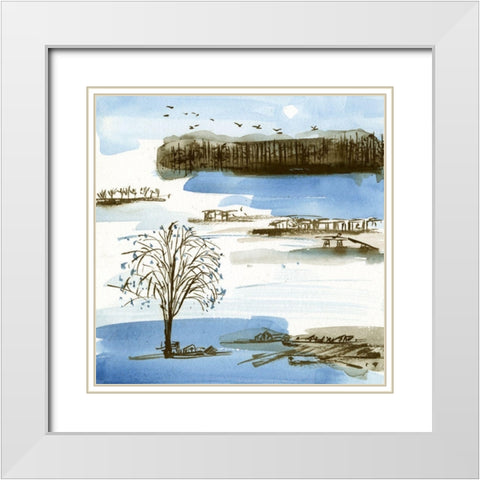 Village Peak I White Modern Wood Framed Art Print with Double Matting by Wang, Melissa