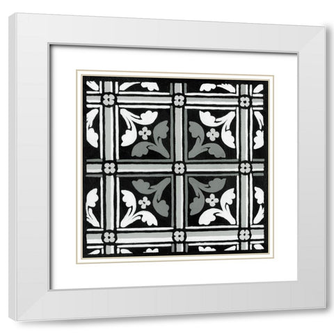 Non-embellish Renaissance Tile IV White Modern Wood Framed Art Print with Double Matting by Vision Studio