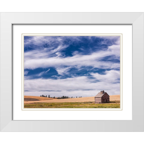 Farm and Field I White Modern Wood Framed Art Print with Double Matting by PHBurchett