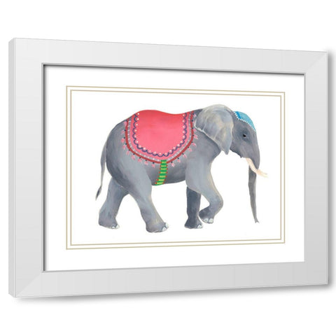 Festival Animal IV White Modern Wood Framed Art Print with Double Matting by Moore, Regina