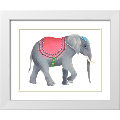 Festival Animal IV White Modern Wood Framed Art Print with Double Matting by Moore, Regina