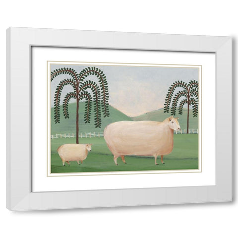 Folk Farm I White Modern Wood Framed Art Print with Double Matting by Moore, Regina