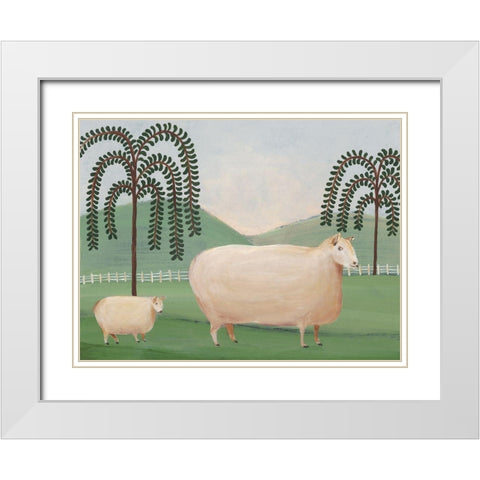 Folk Farm I White Modern Wood Framed Art Print with Double Matting by Moore, Regina