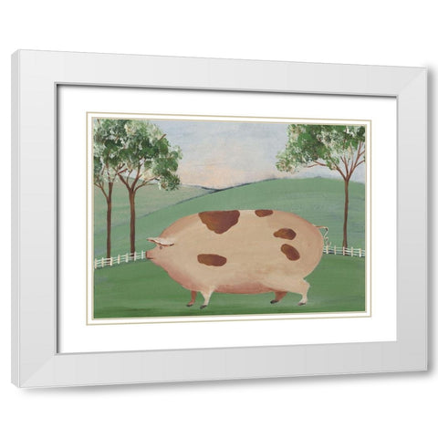 Folk Farm III White Modern Wood Framed Art Print with Double Matting by Moore, Regina