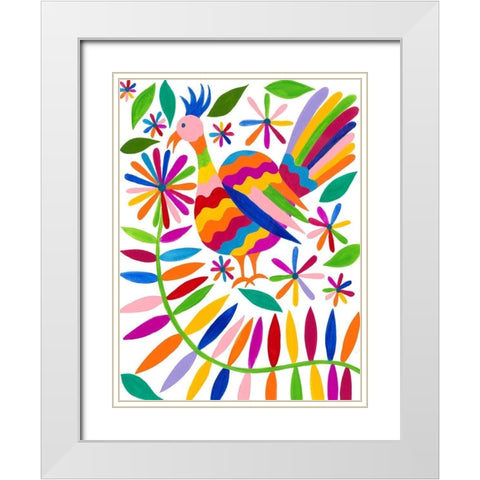 Otomi Bird III White Modern Wood Framed Art Print with Double Matting by Moore, Regina