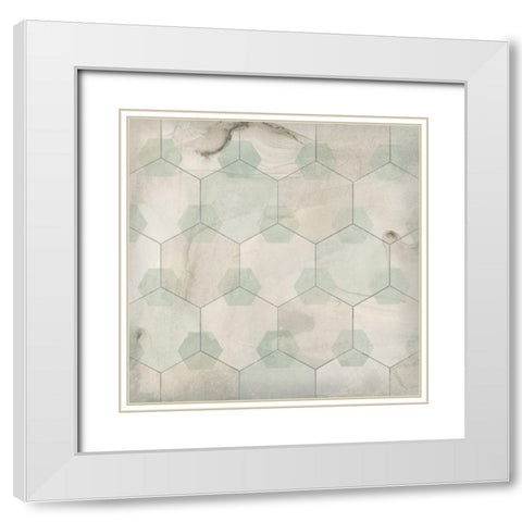 Hexagon Tile III White Modern Wood Framed Art Print with Double Matting by Vess, June Erica