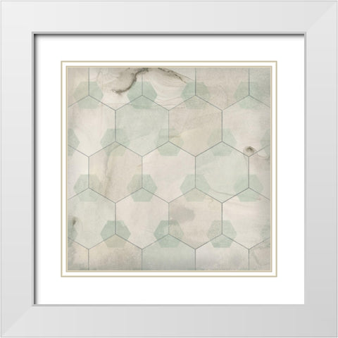 Hexagon Tile III White Modern Wood Framed Art Print with Double Matting by Vess, June Erica