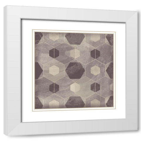 Hexagon Tile IV White Modern Wood Framed Art Print with Double Matting by Vess, June Erica