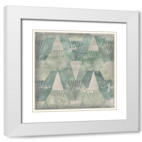Hexagon Tile V White Modern Wood Framed Art Print with Double Matting by Vess, June Erica