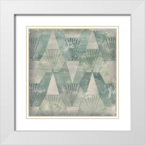 Hexagon Tile V White Modern Wood Framed Art Print with Double Matting by Vess, June Erica