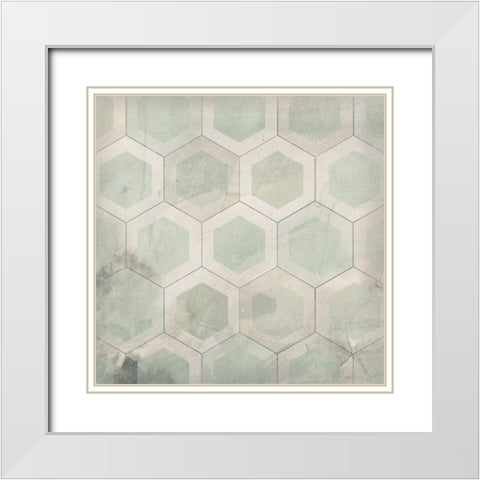 Hexagon Tile VII White Modern Wood Framed Art Print with Double Matting by Vess, June Erica