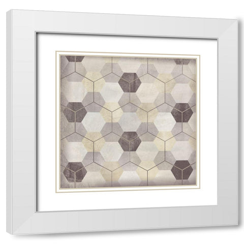 Hexagon Tile VIII White Modern Wood Framed Art Print with Double Matting by Vess, June Erica