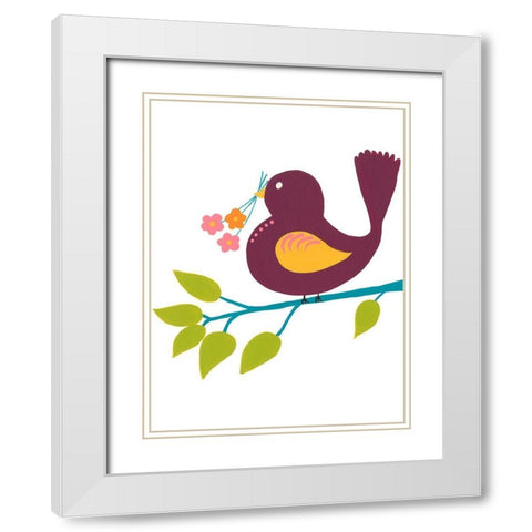 Cute Bird IV White Modern Wood Framed Art Print with Double Matting by Moore, Regina